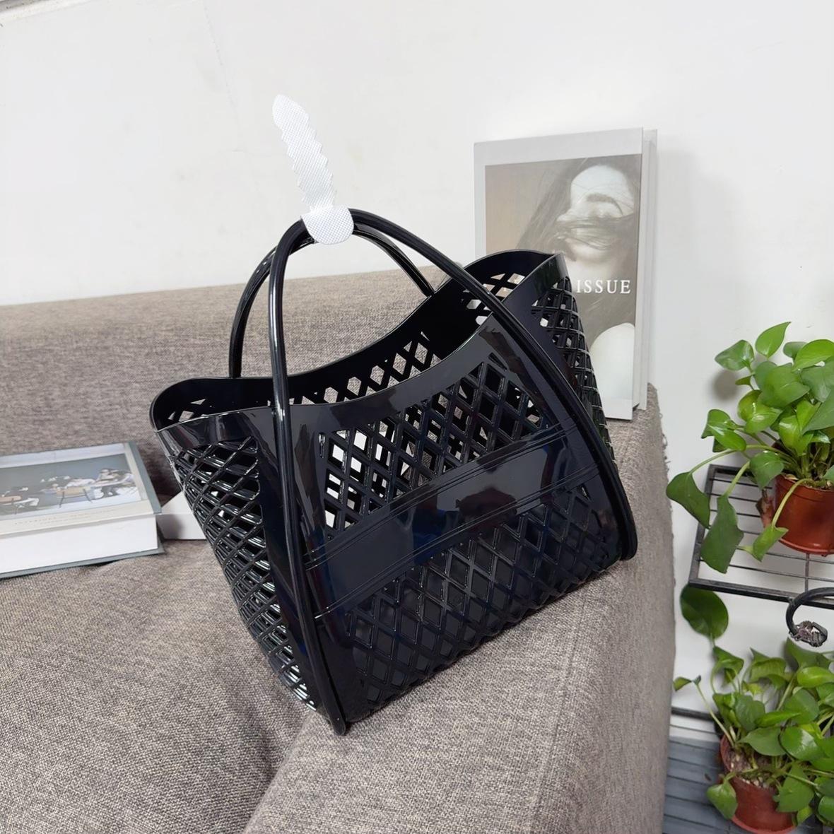 Мягкая пластиковая бытовая корзина прямоугольная корзина для овощей переносная большой вместимости корзина для покупок в супермаркете переносная корзина для ванной 25x25cm чёрный 2390₽