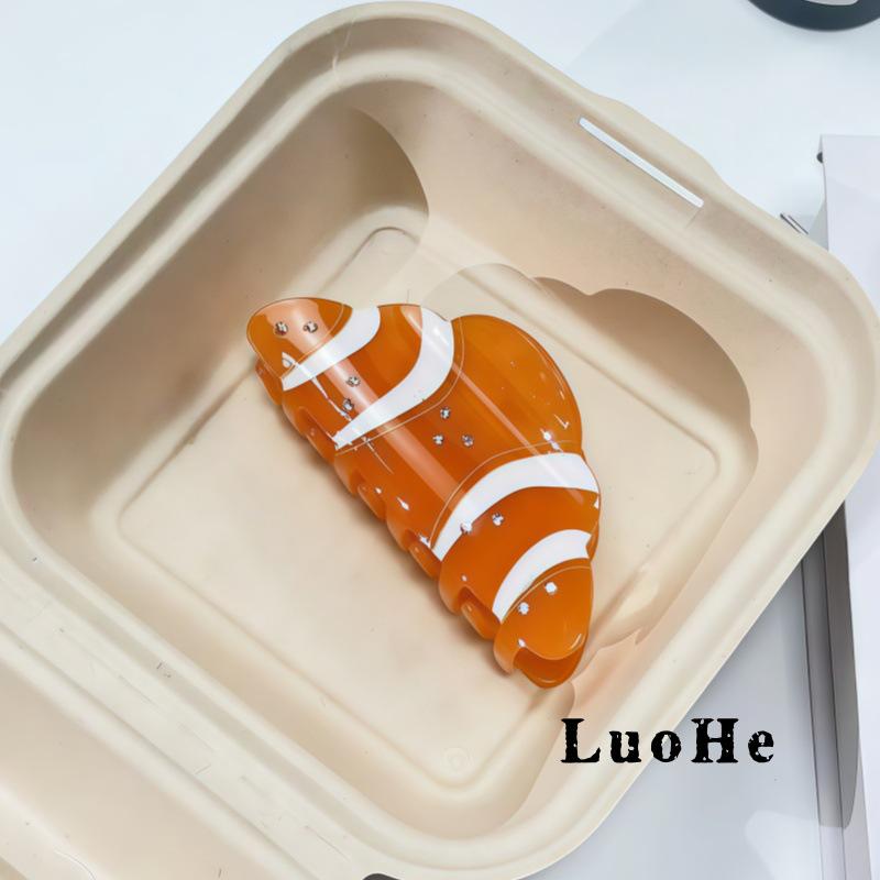 

Luohe Jewelry Rhinestone Croissant Hair Claw - Cute French Shark Clip for Women