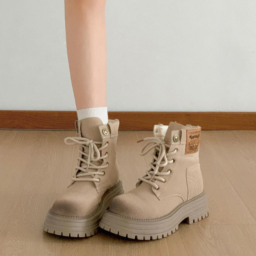 Retro British style thick-soled heightening Martin boots women's 2025 new summer high-end versatile big yellow boots short boots