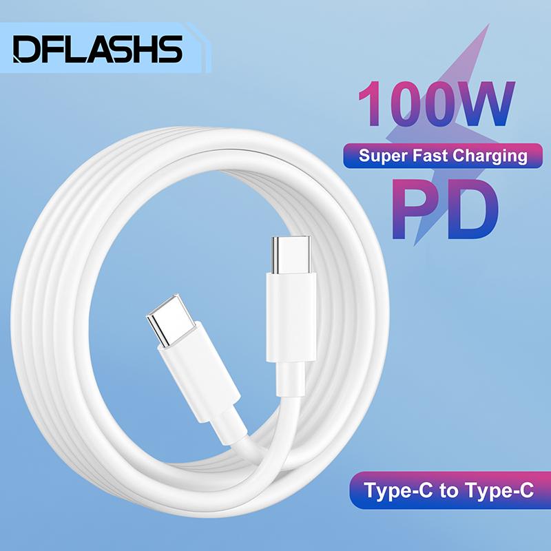 Type C Cable 100W USB C Cord Type C To Type C Line for 16 15 Pro Max Samsung Huawei Fast Charging Wire White