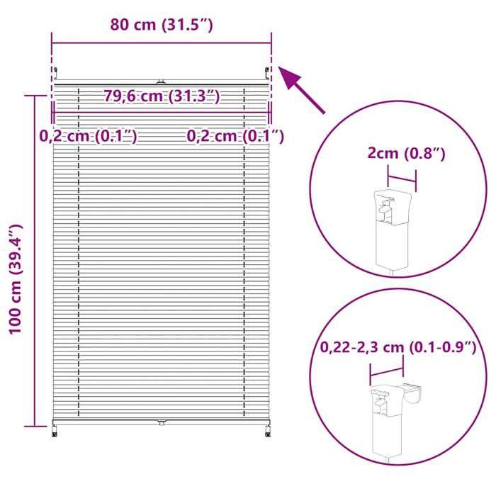 VidaXL Store Plissé 80x100 cm Pare-vue Salle de Séjour Cuisine Bureau Chambre 240601