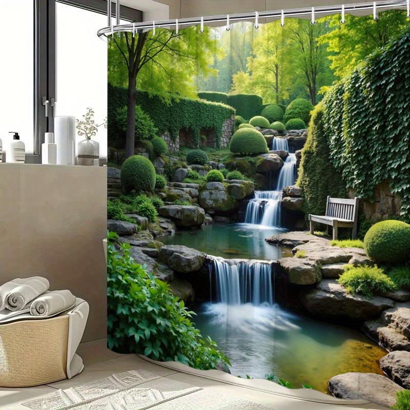 Zen Garden Waterfall Shower Curtain- Multi-Style Bath Decor, Perfect for Those Who Love Nature-Inspired and Practical Designs