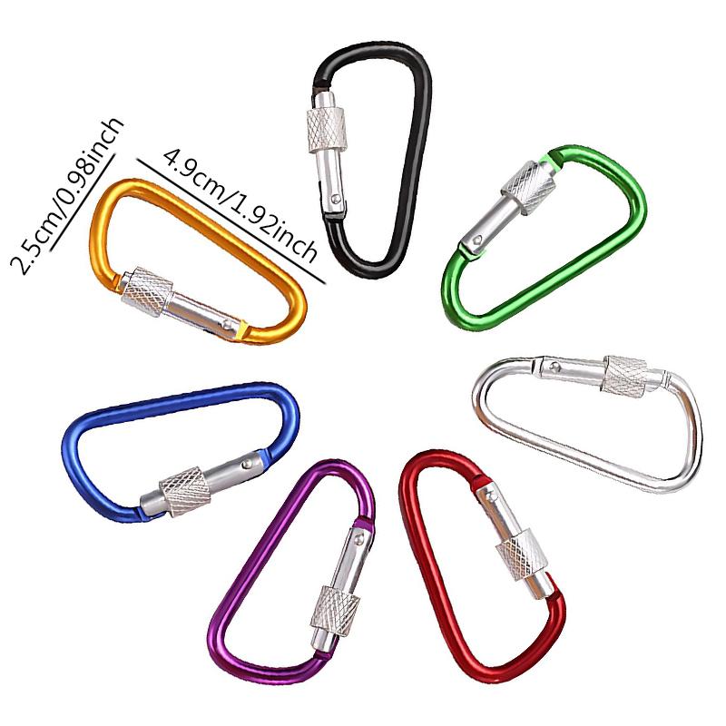 6PCS/Pack Colorful Aluminum Alloy Carabiner 7 Colors Available Key Chains Carabiners for Camping Hiking Travel Outdoor Tools ZYF
