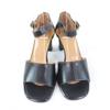 Excellent HERMES Sandals Ankle Strap with API Metal Black Leather Women 35.5 Used
