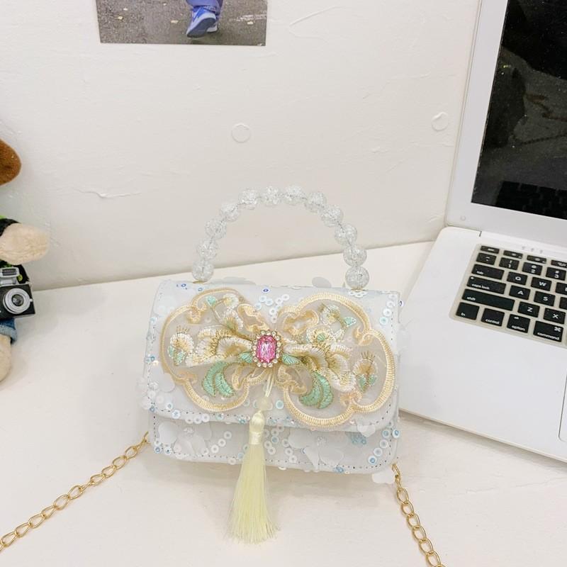 Cute Princess Themed Pearl Handbag With Butterfly Bow For Girls Perfect For Daily Use