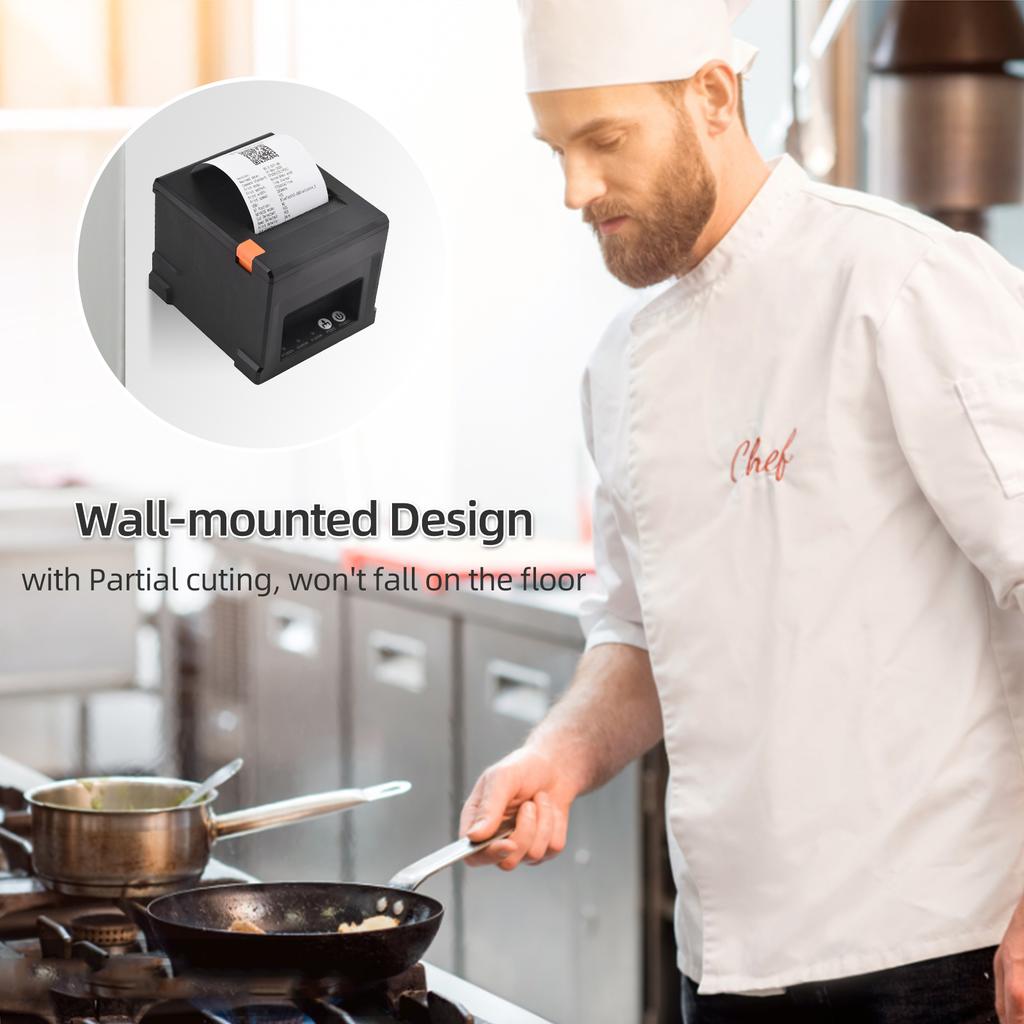 80-mm-USB+LAN-Belegdrucker, POS-Drucker mit automatischer Schneidevorrichtung, Desktop-Thermodirektdruck