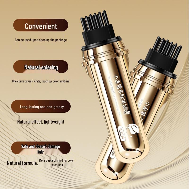 Grass Collection Peptide Hair Repair Pen: Golden, Easy Color Touch-Up with Comb Teeth, Disposable White Coverage