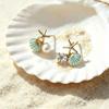 Blue Starfish Shell Imitation Pearl Earrings for Women, Everyday Design Exquisite Simple Sweet Versatile Earrings