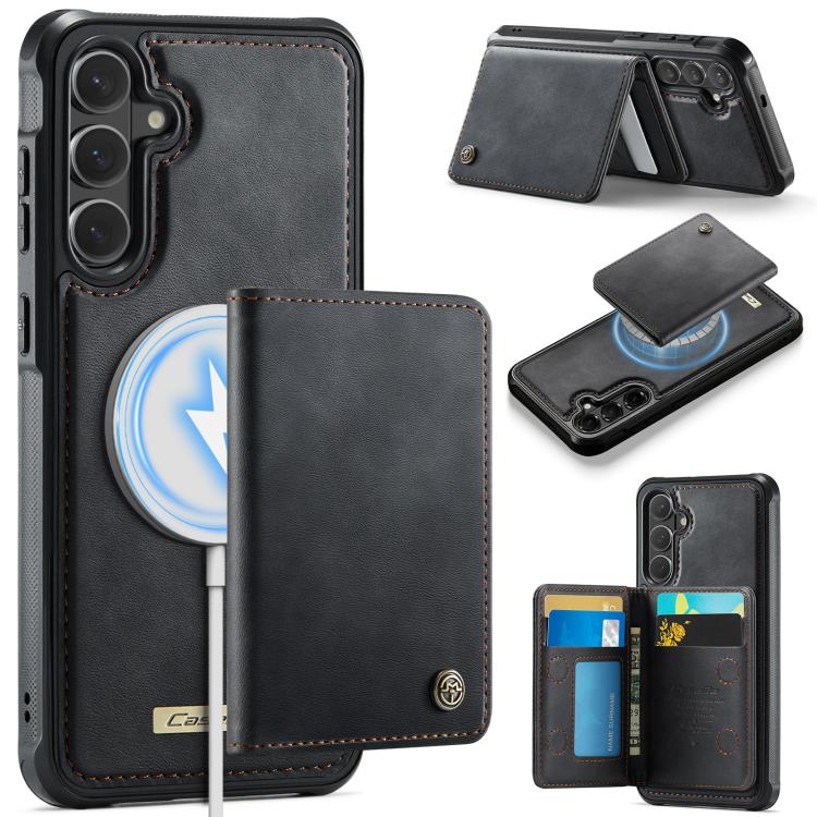 CaseMe Me80 Magnetic RFID Wallet Phone Case For Samsung Galaxy S24 FE 5G, Detachable Multi Card Slot Kickstand Anti-Theft Cover