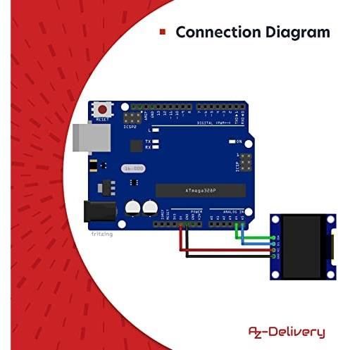 AZDelivery 3 x I2C Display 128 x 64 Pixel 0,96 Zoll, SSD1306 Zeichenfarbe Weiß