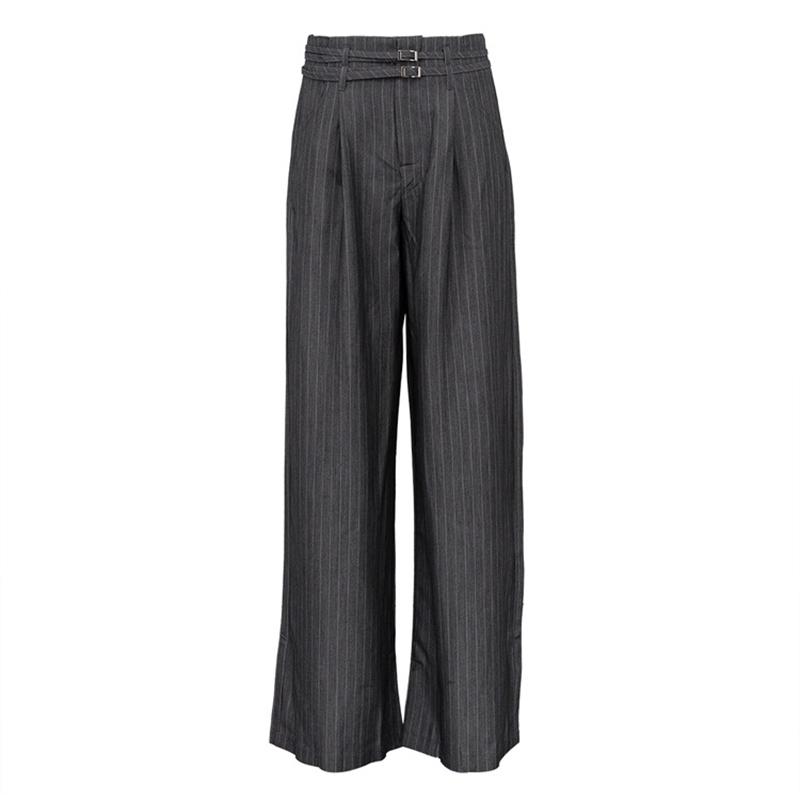 Retro Striped Casual Wide Leg Pants Spring and Summer Women's Fashion Commuting Versatile High Waist Loose Straight Leg Pants