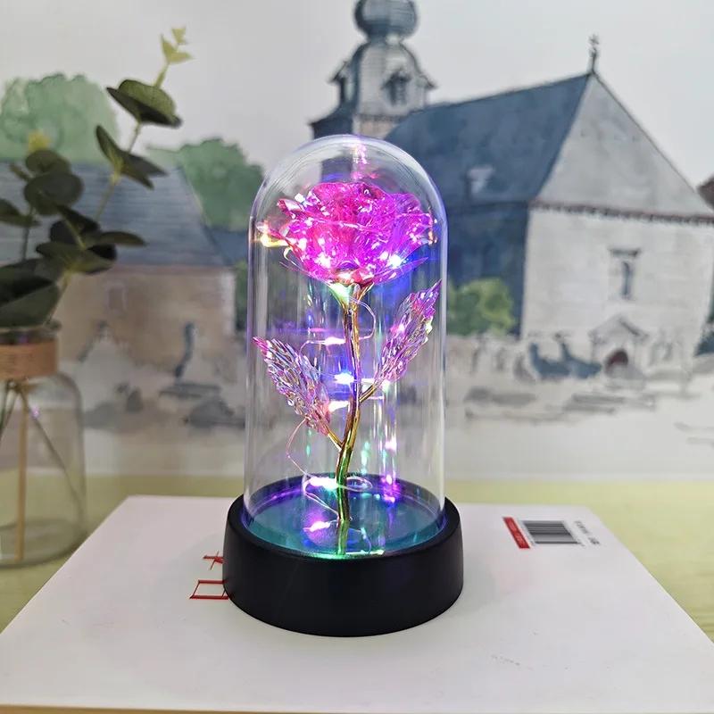 1pc Hot LED Enchanted Galaxy Rose Eternal Beauty Rose With Fairy Lights in Dome for Valentine's Day Wedding Party Mother's Day