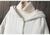 2025 Fall/Winter Plus Size Cotton Linen Hooded Mid-Length Coat - Thick Warm Artistic Outerwear
