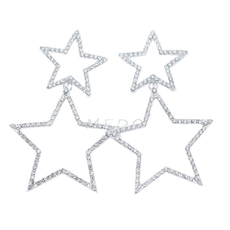 European & American Style Rhinestone Star Multi-layer Fashion Earrings