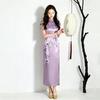 Positioning flower purple national style new Chinese Suzhou long cheongsam improved young women's high-end catwalk performance clothes