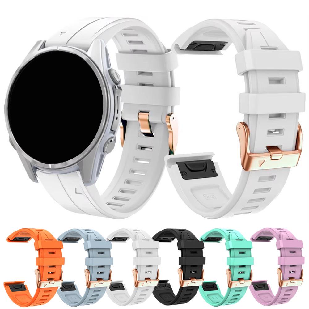 20mm Gold Buckle Silicone Smart Watch Band for Garmin Fenix 8S/7S/6S/6S Pro/5S