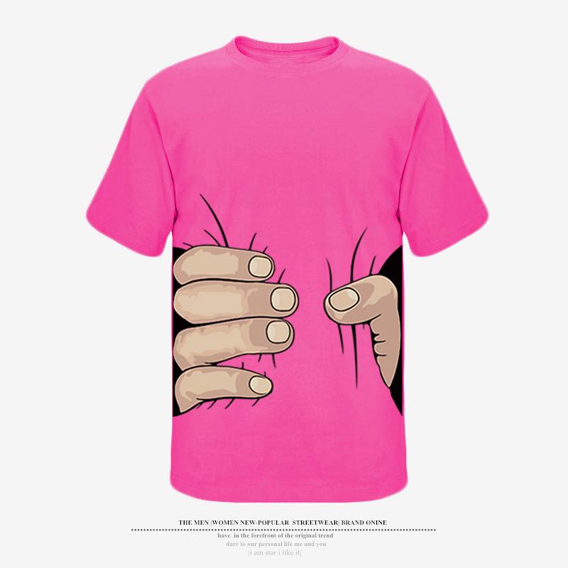 Cartoon Handgriff 3D-gedrucktes Kurzarm-T-Shirt Mock T-Shirt Herren-T-Shirt