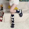 Ribbed Knitted Leg Warmers Socks Women Colorblock Cute Pompom Bowknot Ruffled Flared Hem Foot Cover Boot Cuffs Stockings  Red bow on white