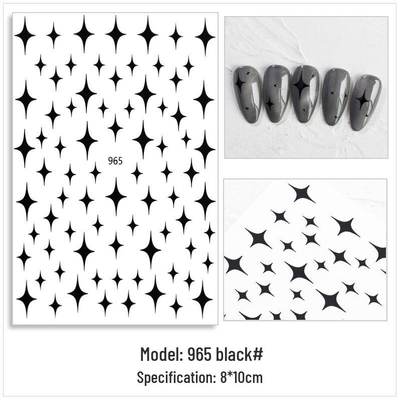 Autocolante de Unghii 3D Meteor Stea: Decalcomanii autoadezivi Laser Aur, Argintiu, Negru, Alb