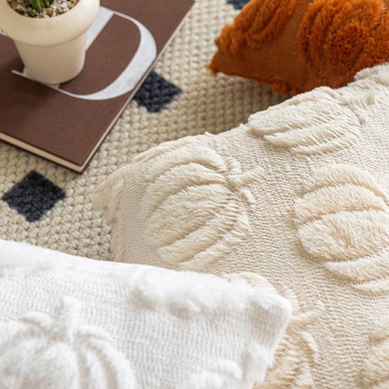 Pumpkin Pattern Pillowcase Solid Color Hide Zipper Soft Wool Velvet Pillow Case Halloween Cushion Cover Home Decor