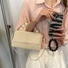 Fairy Bag Summer 2025 New Small Fragrant Wind Pearl Portable Ins Internet Celebrity Women Shoulder Vacation Woven Bag