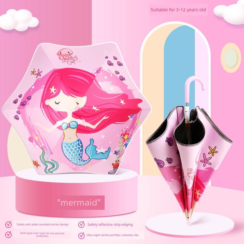 Safe and Cute Cartoon Children's Umbrella Primary School Kindergarten Sunny and Rainy Dual-Use Boy and Girl Baby School Dedicated Umbrella