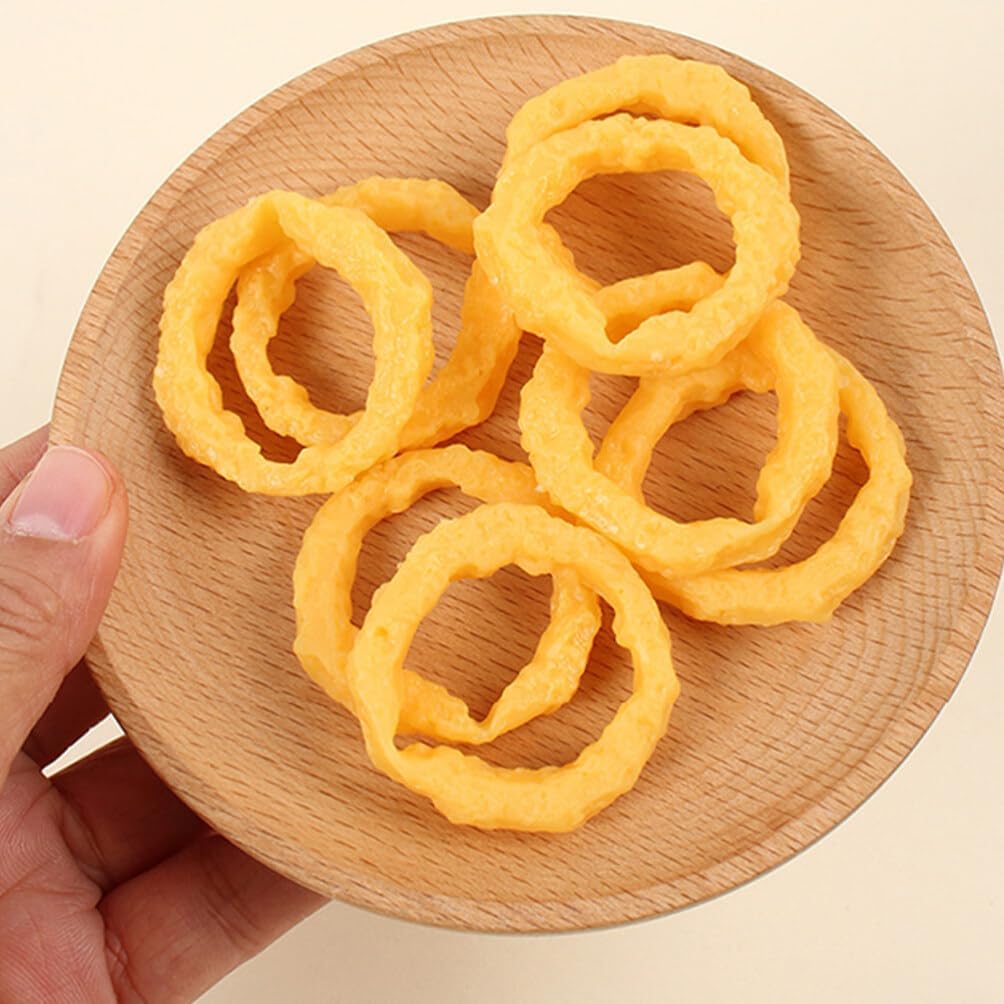 Toyvian Simulated Squid Ring 14Pcs Realistic Faux Fried Squid Rings Artificial Calamari Ring Onion Rings Fake Snack Props Play Food Model for