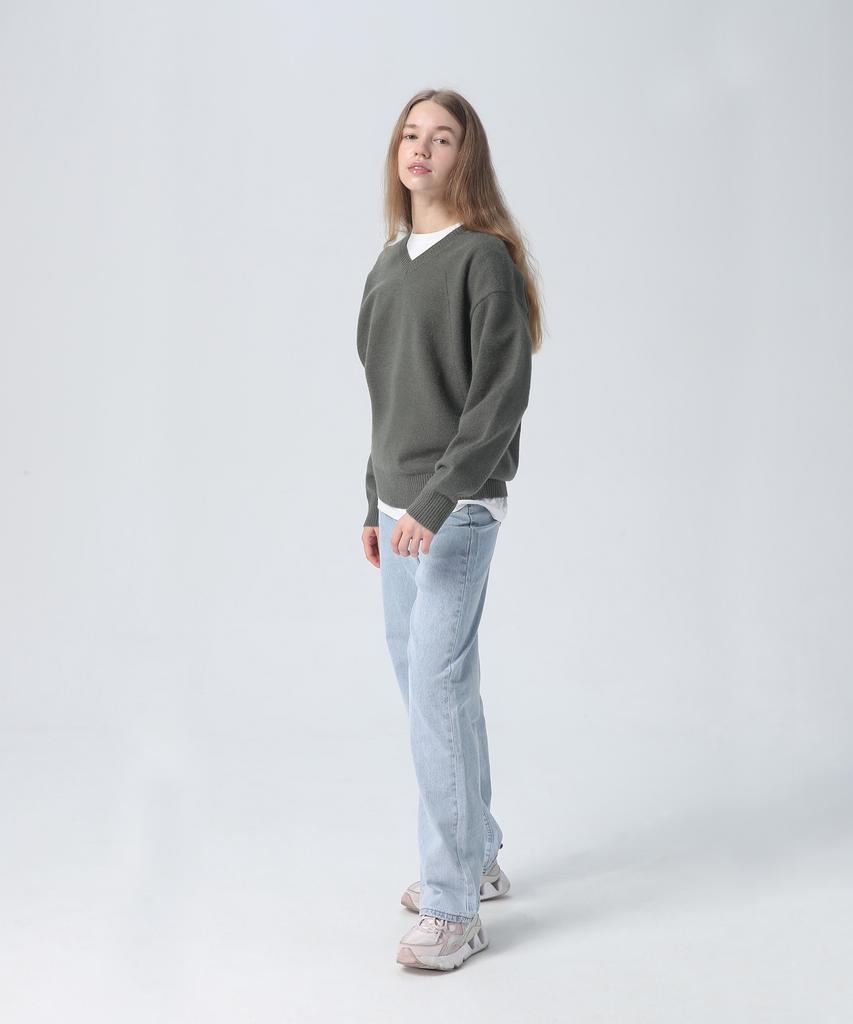 Beullumeol Pbt Wool V-Neck Knit - Olive Green