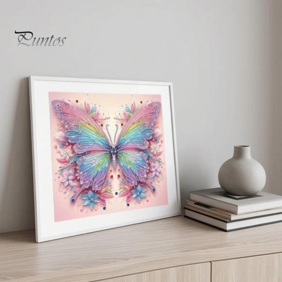 Immersive Leisure Time Crafts Butterfly Faux Diamond Art Kit, Flower Peacock Hummingbird Pearl Kit 3D Sparkling Bead Painting Craft for Adults,