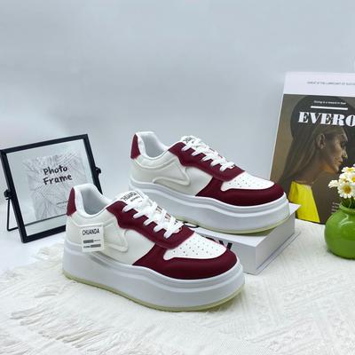 2025 New Autumn Explosion White Shoes Women's Niche Design Sports Shoes Thick Baseplate Shoes Small People Show Height