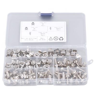 50 Sets Cage M5 Nut M5x20 Screw Kit Nickel Plated Iron Metric Square Hole Rack Mount for Marine