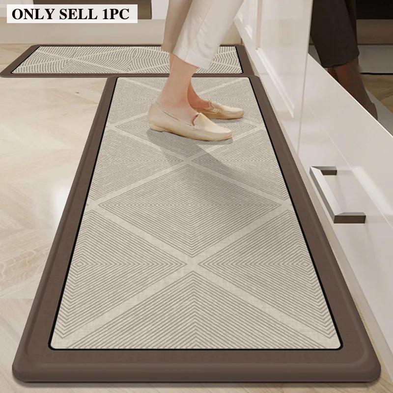 Kitchen Floor Mat Non-slip Stain-resistant Wear-resistant Carpet Black and White Geometric Pattern Long Rug Home Decoration Rugs