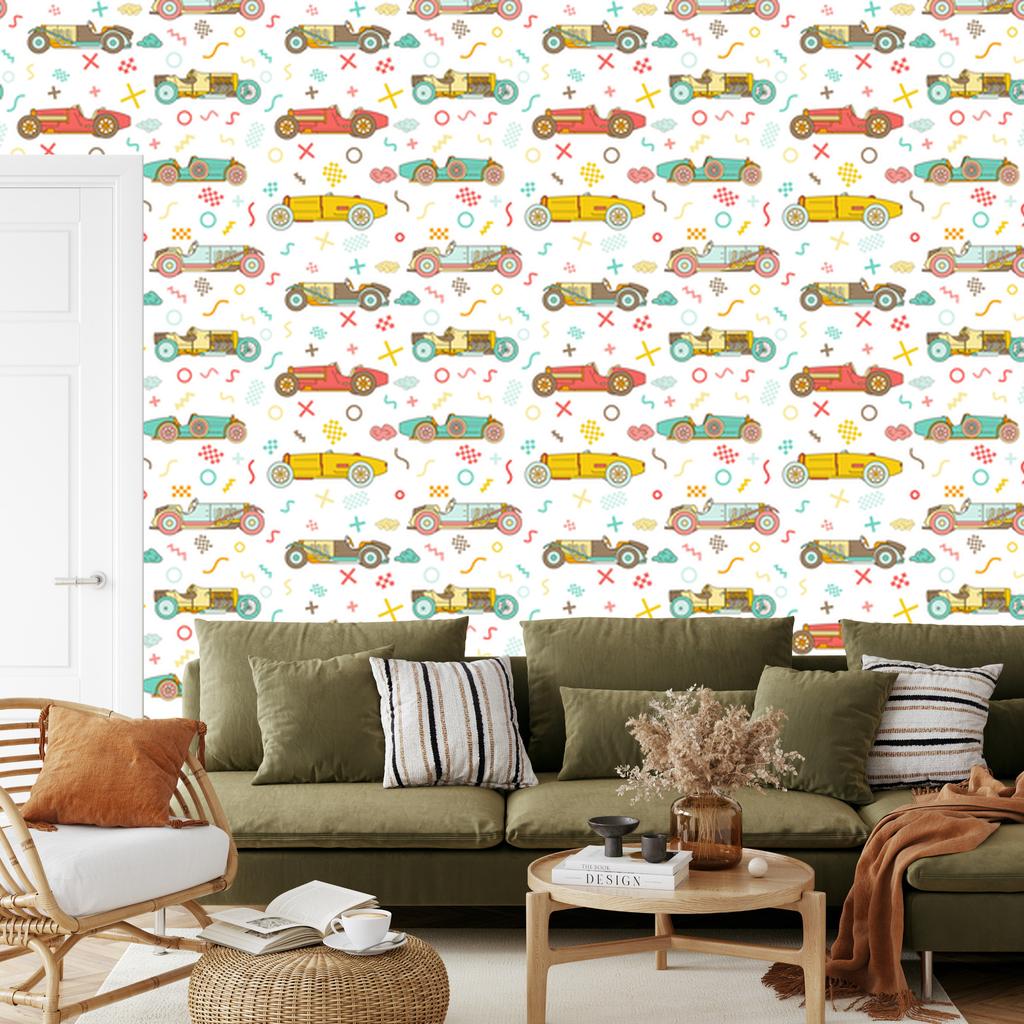Vintage Racing Cars Wallpaper for Living Room and Bedroom 50x1000