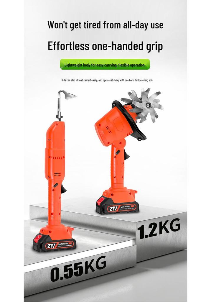 Portable Wireless Electric Tiller: Handheld Lithium Micro Tiller with Extension for Home Gardening