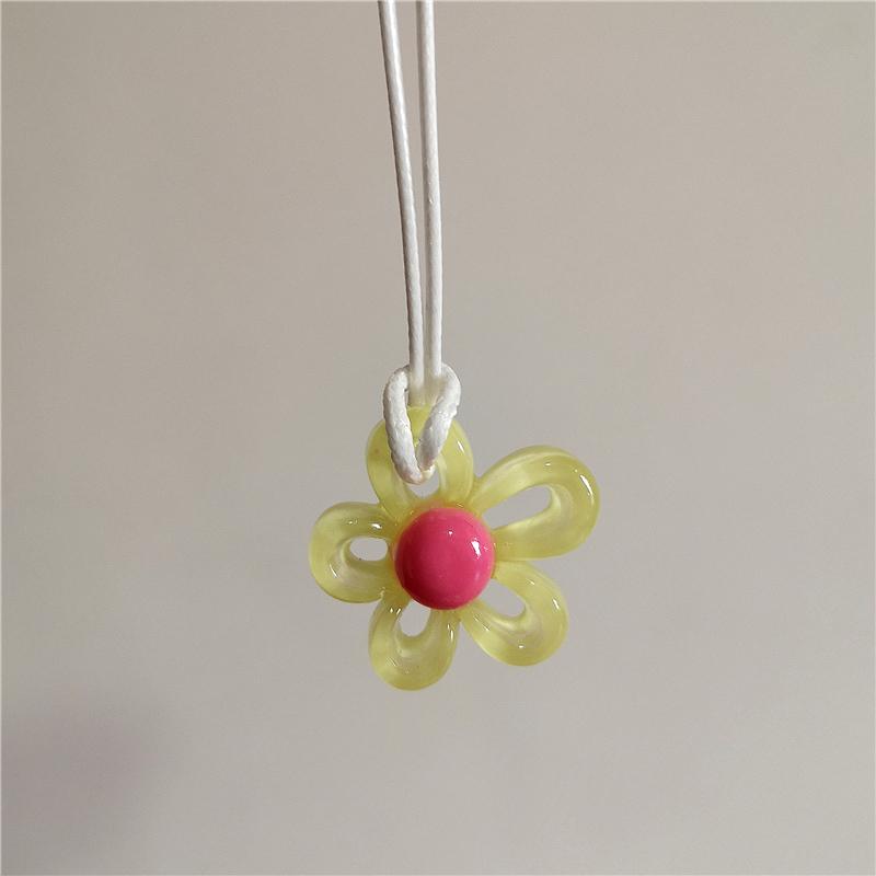 Koreanische Mode Harajuku Vintage Niedlich Bunt Acryl Blume Anhänger Choker Halskette Hals Charm Damen EMO Schmuck Zubehör