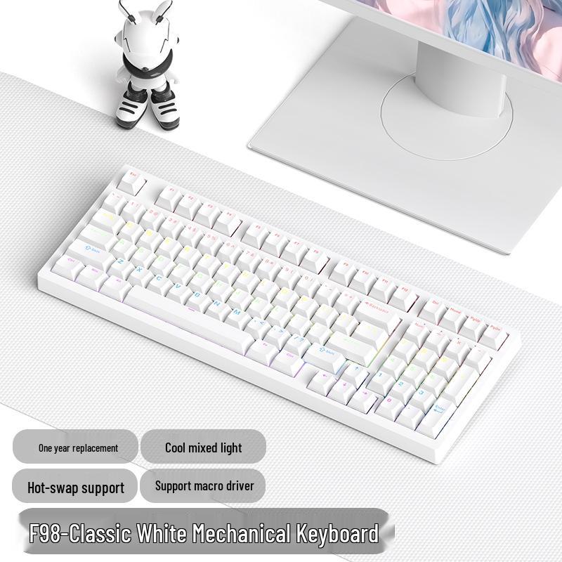 RuiYi F98 Wired 98-Key Mechanical Keyboard, Hot-Swappable, Side-Printed, Full-Key Anti-Ghosting, Office/Gaming.