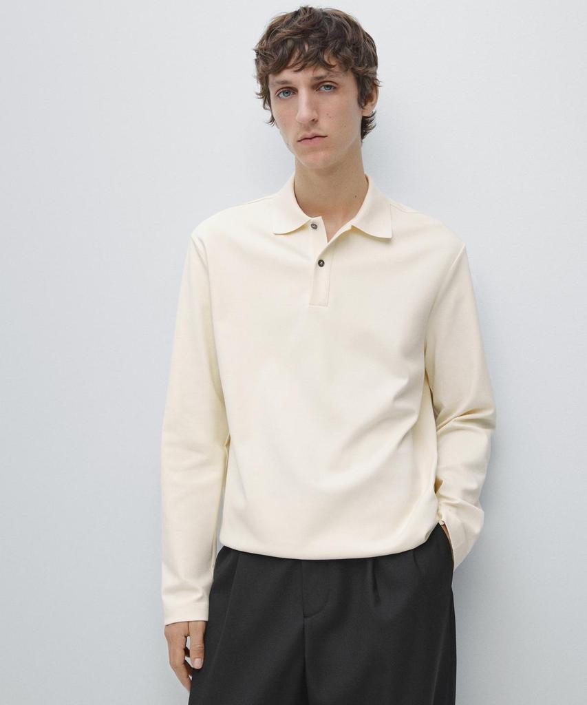 Masimodutti Long Sleeve Polo Shirt With Ribbed Details