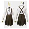 Danganronpa Chihiro Fujisaki Cosplay Kostým JK Uniforma Oblek Dlouhý Rukáv Hnědá Skládaná Sukně Set Dámský Halloweenský Kostým Outfit
