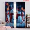 2pcs 2D Flat Printing Window Curtains Two Snowmen Cardinals Christmas Digital Printed Polyester Drapes Family Party for Holiday