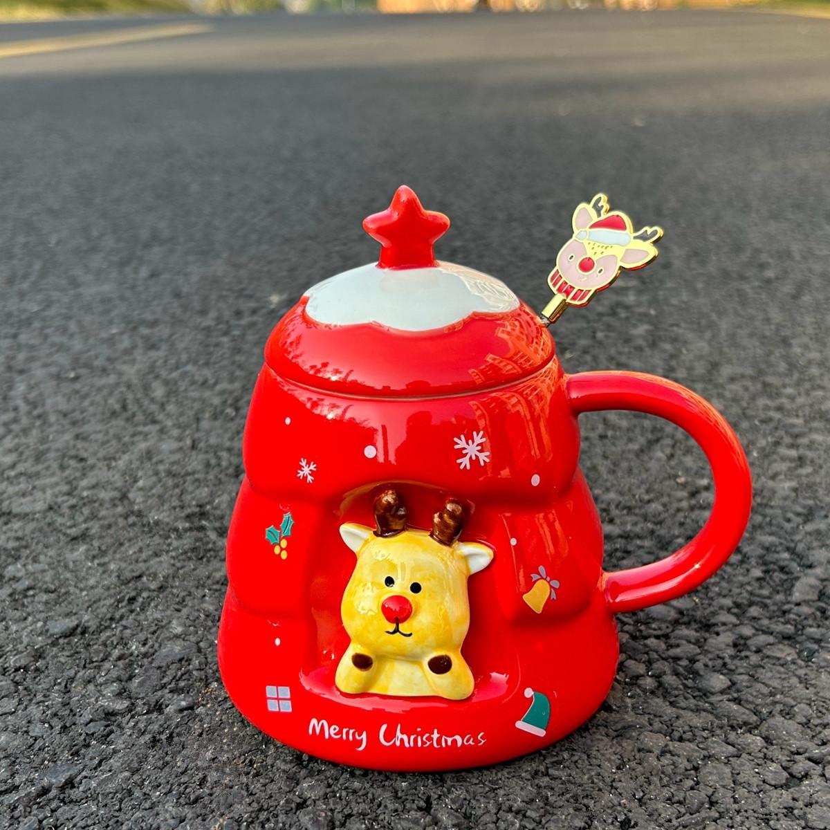 

Креативная Рождественская Кружка Высокоточная Мультяшная Керамическая Кружка Подарок Практичный Подарок Кружка с Крышкой Ложкой Подарок Подарочная Упаковка 500ml