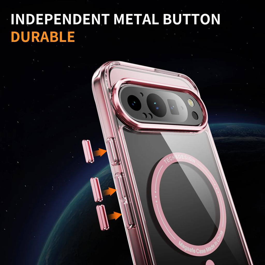 Transparent Shockproof Acrylic Magsafe Magnetic Phone Case for Google Pixel 8 8A 8 Pro 9Pro Wireless Charging Clear Back Cover Cases