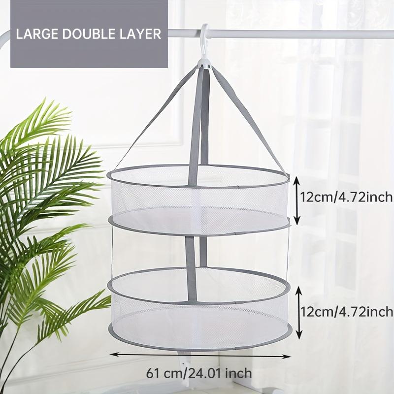 1/2 Layer Clothes Dryer Basket With Hanging Hook Fine Mesh Polyester Household Towels Foldable Baby Sweater Drying Rack For Home