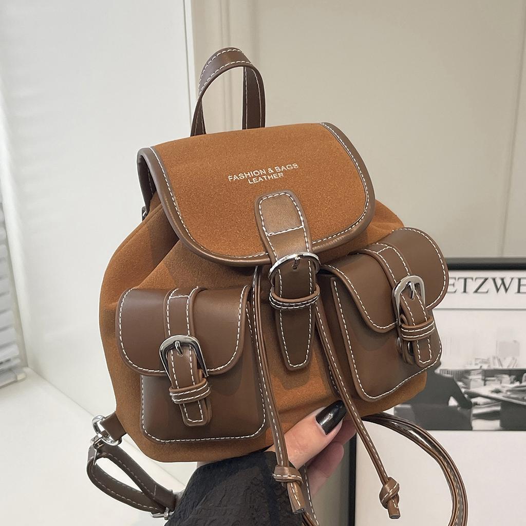 Autumn and Winter Retro Suede Backpack for Work and Commuting, Versatile Women's Travel Backpack, College Student School Bag,