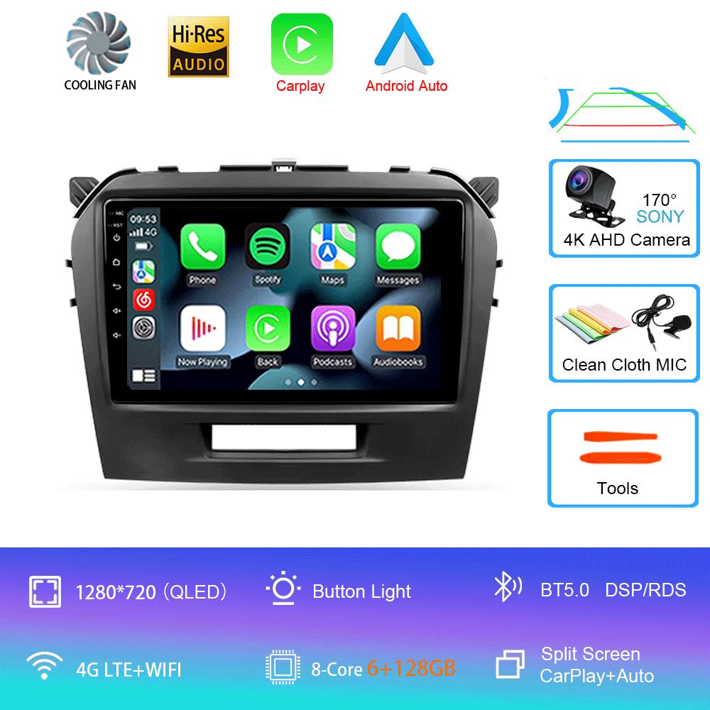 Car Radio Android 14 Carplay Auto For Suzuki Vitara 2015 2016 2017 2018 2019 Multimedia Video Player Navigation Gps Stereo Audio