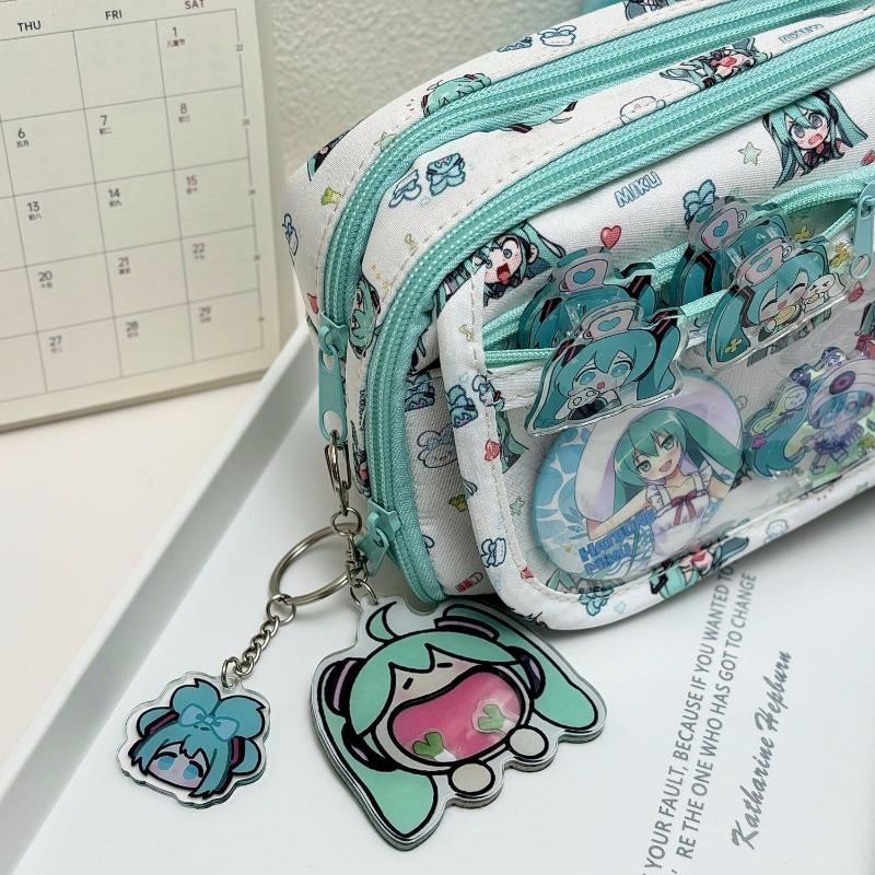 Anime Virtual Singer Miku Stationery Bag Pencil Case Kawaii Large Capacity Student Coin Purse Fans Collect Gift Peripheral Bag