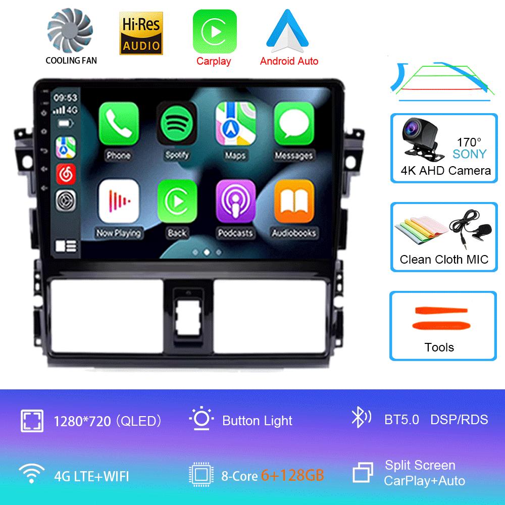 Android 14 For TOYOTA VIOS YARIS 2013 2014 2015 2016 Multimedia Video Player Car Radio GPS Navigation NO DVD 2 Din Carplay New