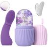 3-in-1 Facial Care Tool Kit, Ice Roller Mold, Silicone Cleansing Brush & Stainless Steel Gua Sha Set for Skin Depuffing & Cleansing