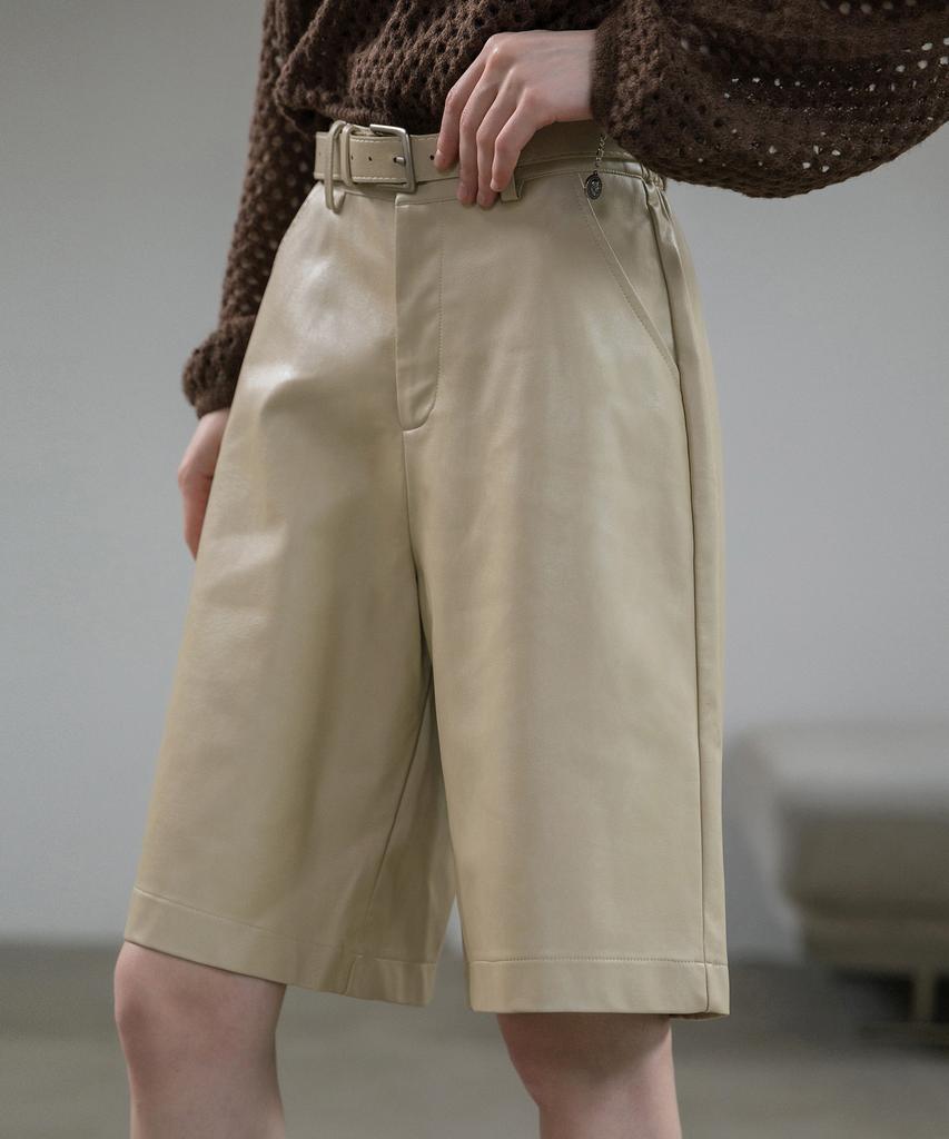 HYFVE Leather Bermuda Belted Pants