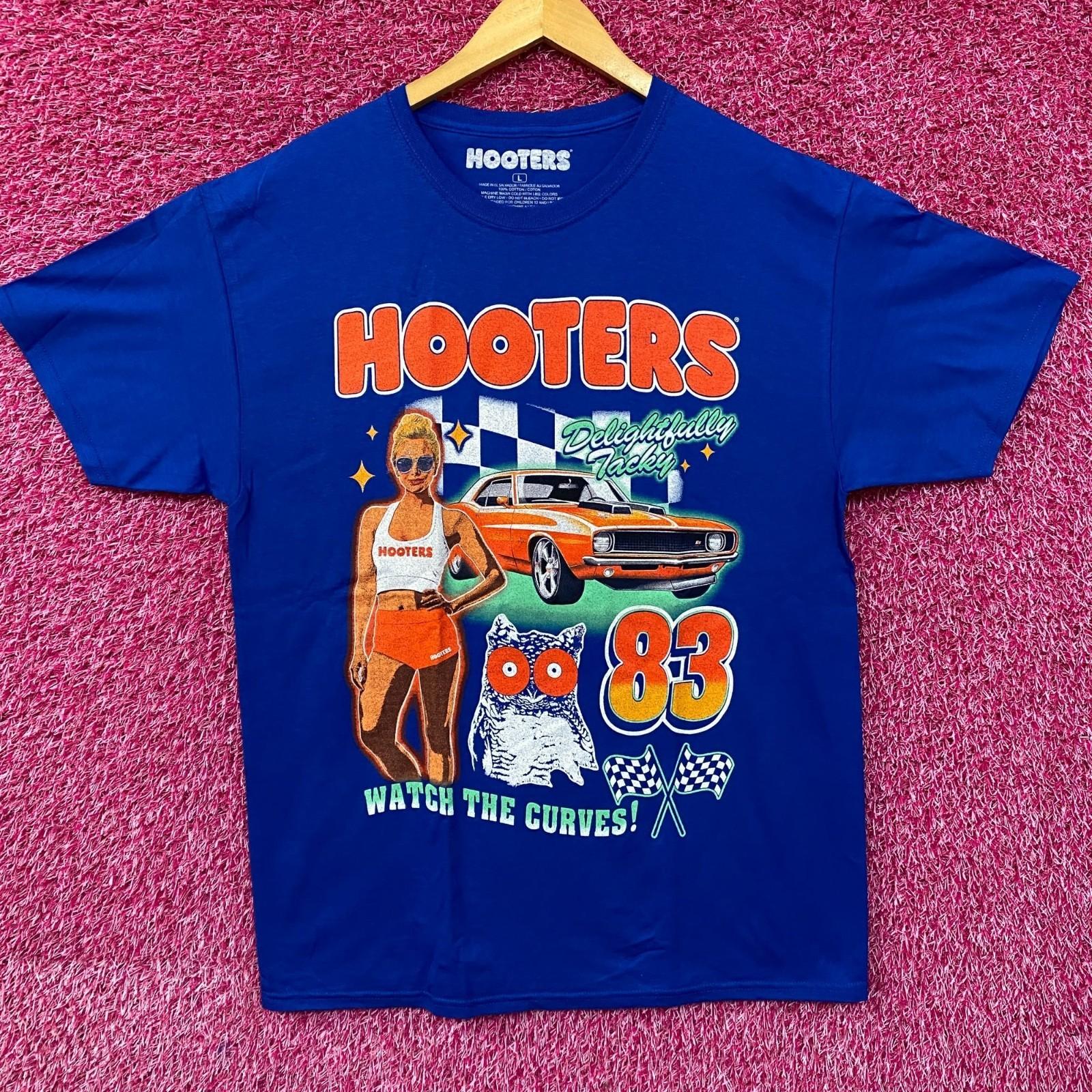 Hooters Delightfully Tacky Racing 83 Watch The Curves T-shirt Large S