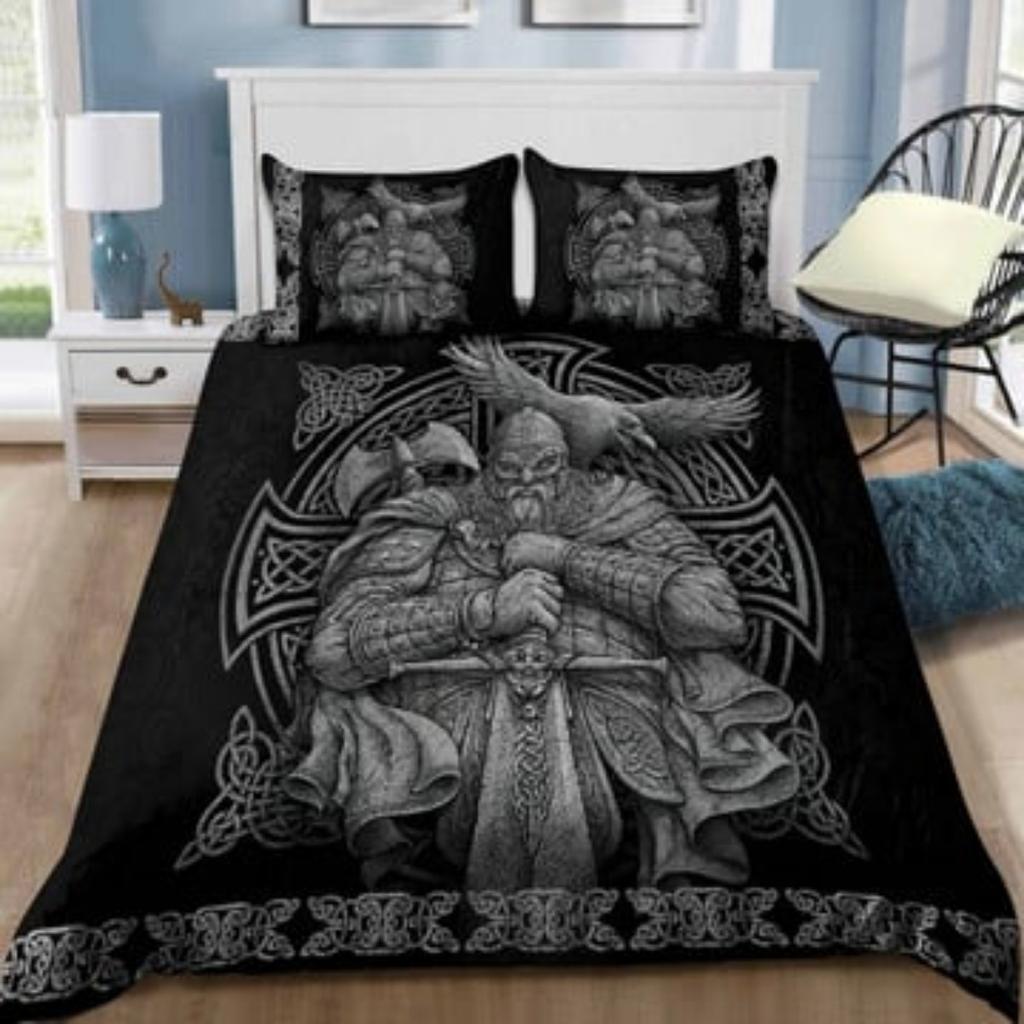 Tmarc Tee Viking Odin Raven Vegvisir Thunder Sängkläder Set Täcken Cover Set